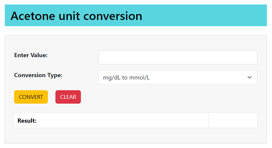 acetone unit conversion