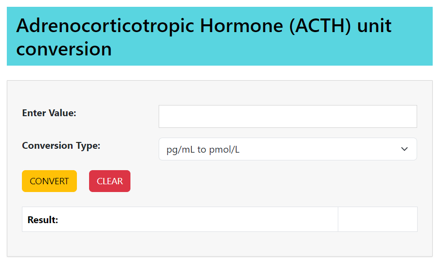 adrenocorticotropic hormone acth unit conversion