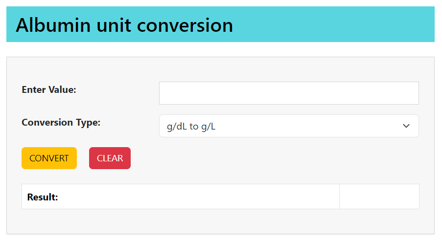 albumin unit conversion