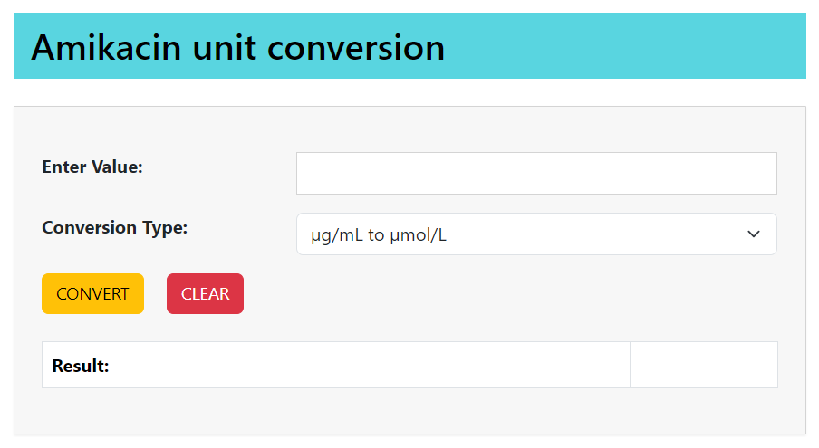 amikacin unit conversion