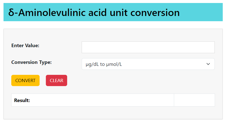 aminolevulinic acid unit conversion