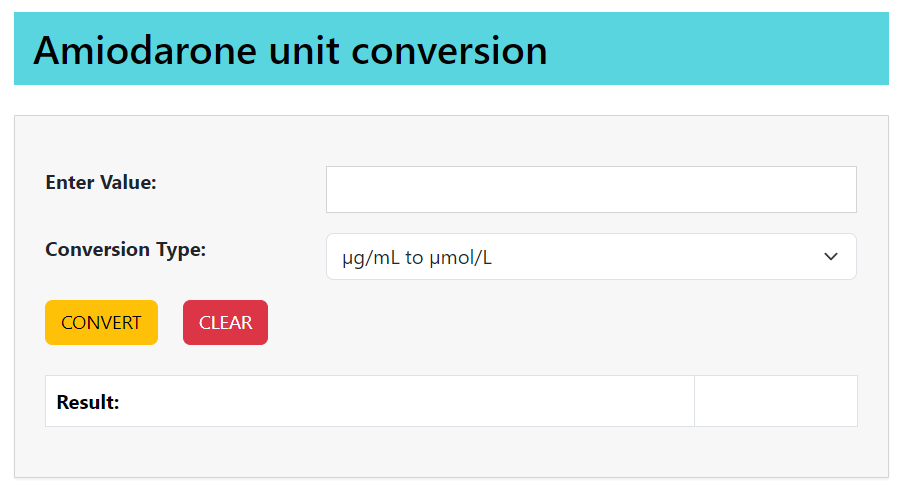 amiodarone unit conversion