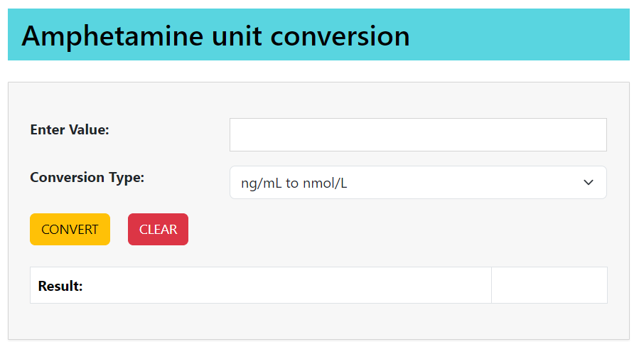 amphetamine unit conversion