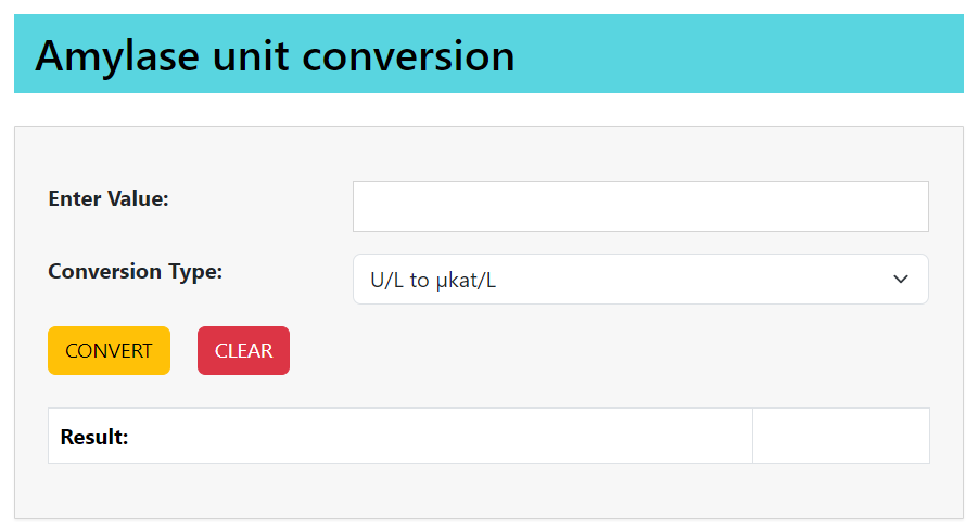 amylase unit conversion