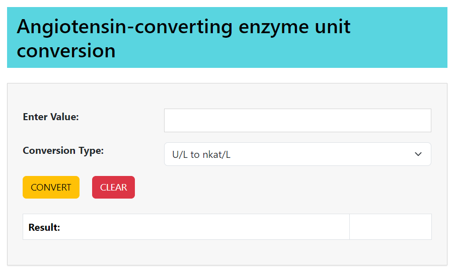 angiotensin converting enzyme unit conversion