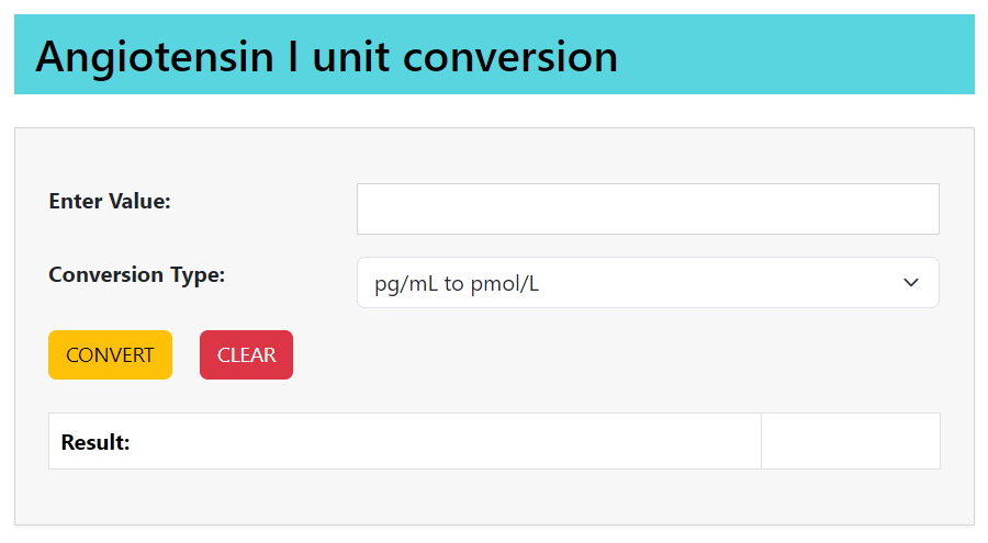 angiotensin i unit conversion